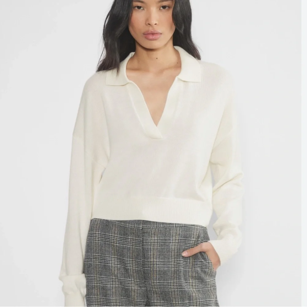 Aritzia Ginny Polo Sweater - Ivory/Cream - Picture 2 of 9